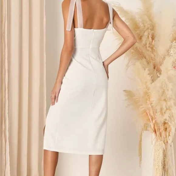 Romantic Celebration White Tie-Strap
Bodycon Midi Dress - Picture 2 of 9